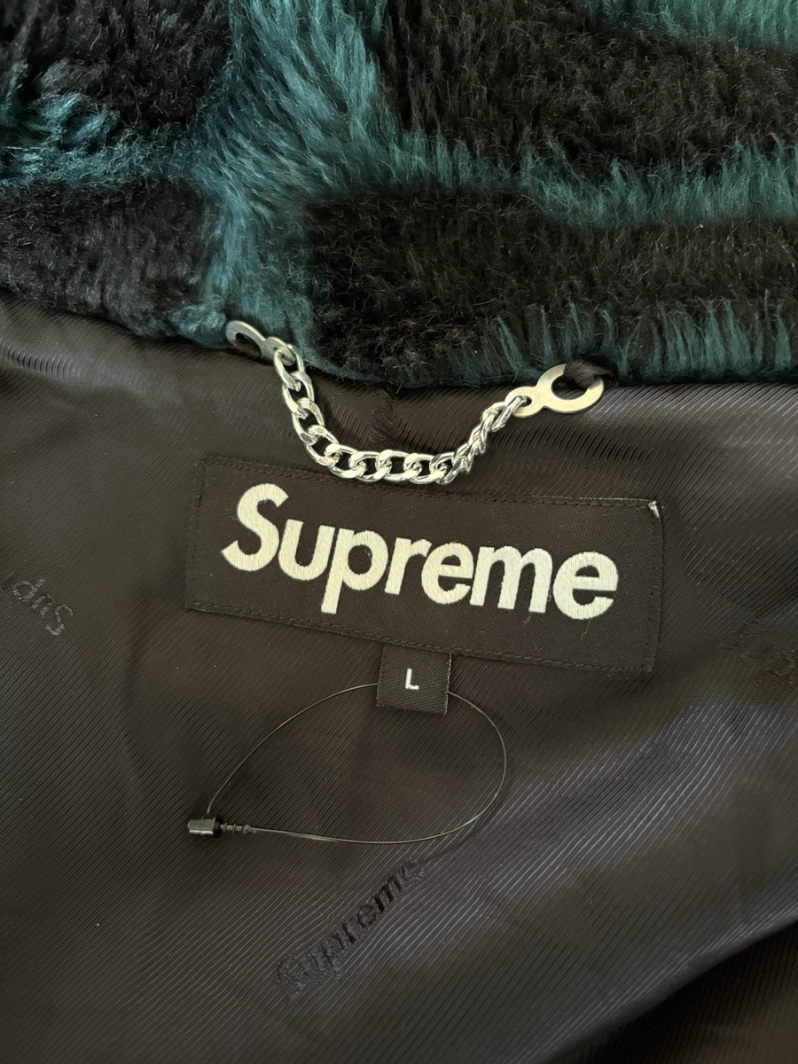 Supreme Faux Fur Repeater Bomber Jacket SS18 Size Large Teal