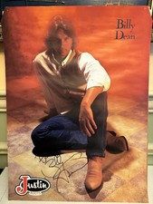 Vintage Country Singer Billy Dean Justin Boots Signed Poster 18 x 24
