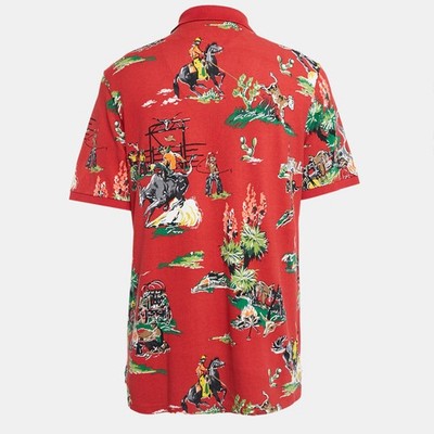Polo by Ralph Lauren 赤 コットン ビスチェ Polo Ralph Lauren Red Printed Cotton Pique Polo T-Shirt L | eBay
