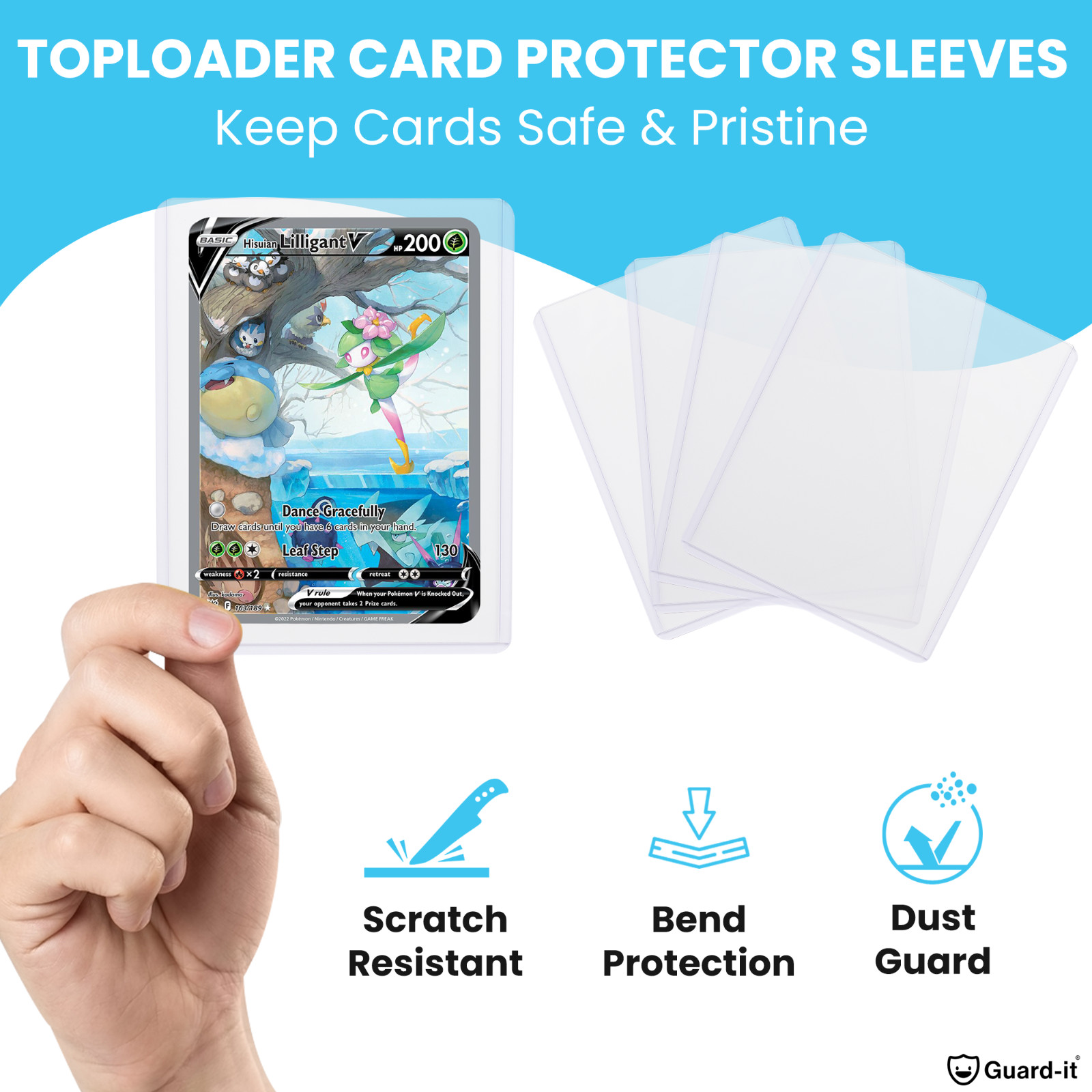 Guard-it Clear Toploaders Manicotti Rigidi Rigidi per Carte Pokemon/MTG Confezione da 25, 50, 100 foto 4
