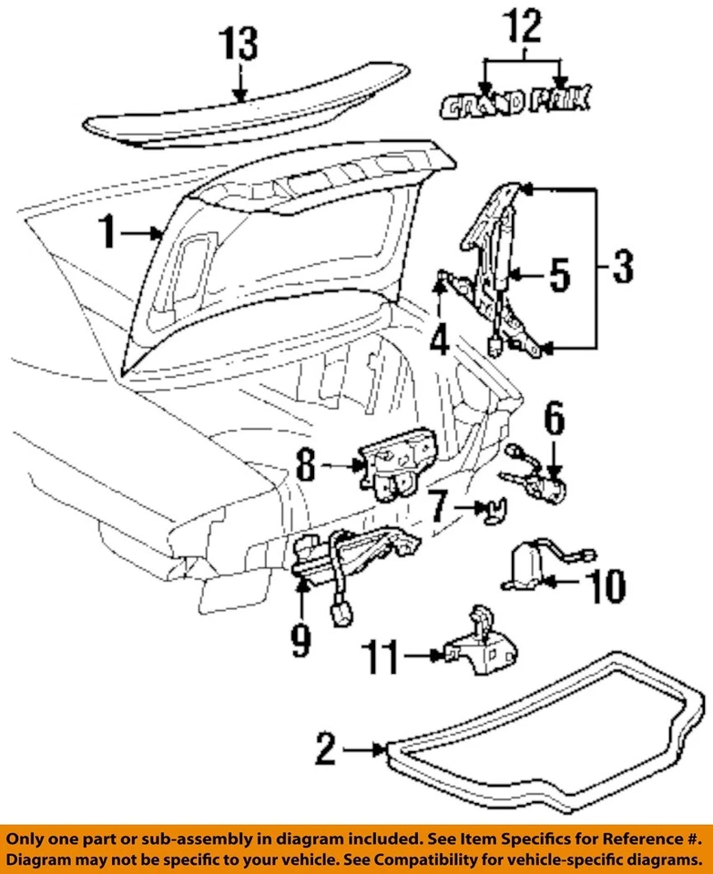 Used Deck Lid fits: 2002 Pontiac Grand prix w/o Sport performance package Grade Foto 3 de 4