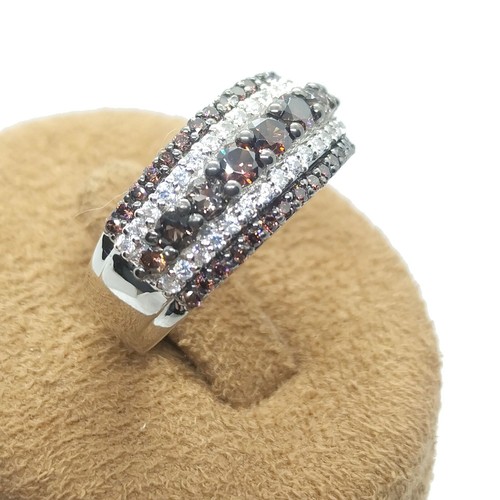MDW 1.60 Ct Champagne Diamond Half Eternity Wedding Band 14K White Gold Plated - Picture 9 of 12