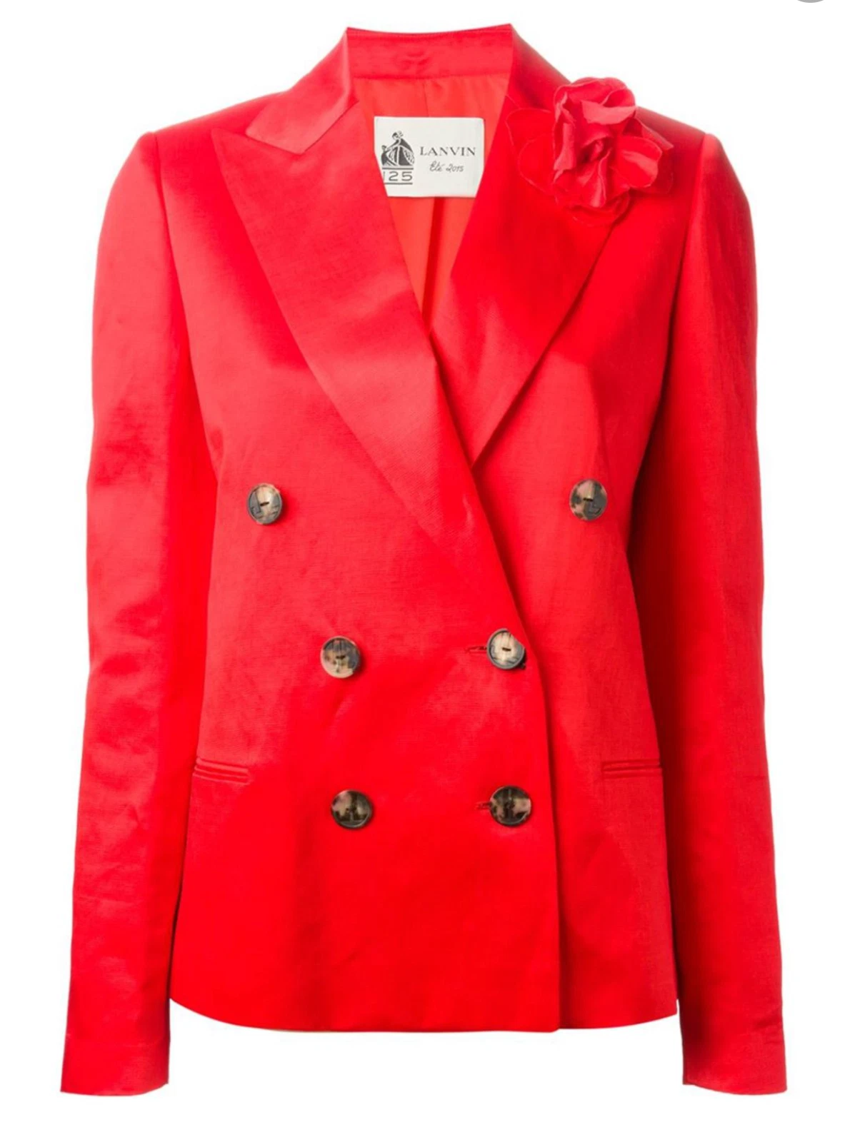 Giacca blazer LANVIN seta con rosetta FR 36 US 4 rosso $3090 Gucci nuova con etichette