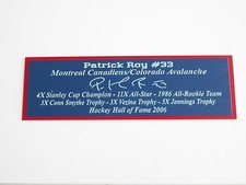 Patrick Roy Nameplate Canadiens - Avalanche Autograph Photo Puck Hockey Jersey 