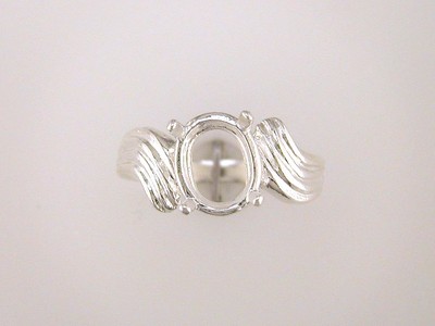 10 x 8 mm Oval Swirl Ring Setting Sterling Silver