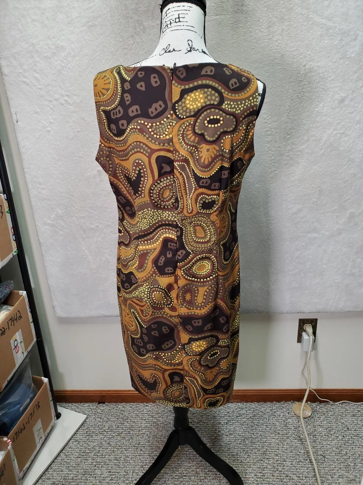 Vestido Vaina Danny & Nicole Mujer Talla 8 Marrón Sin Mangas Cuello Redondo Cremallera Trasera Foto 2 de 4