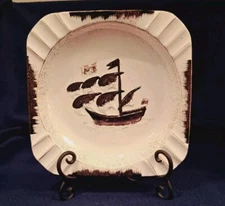 Ashtray Pirate Ship Boat 1960s Kitschy Retro MCM Vintage Man Cave Decor
