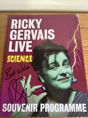 Ricky Gervais original signierte Live Science Tour 2010 Souvenir Programm