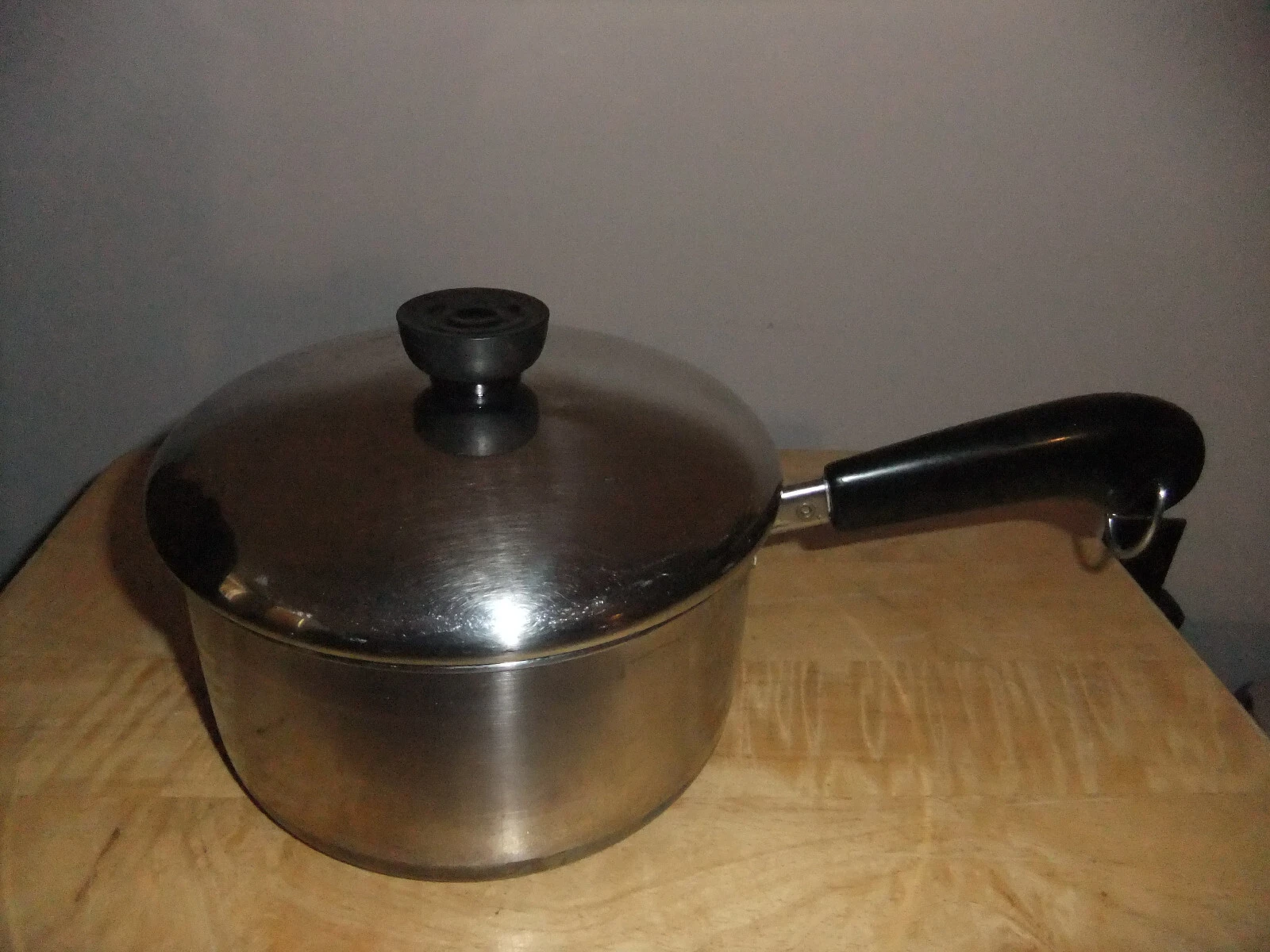 Vintage 1801 Revere Ware 2 QT Sauce Pan Pot Copper Clad Bottom w/Lid CLINTON USA