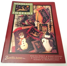 Woodland Threads Need'l Love Pattern Projects Book Primitive Applique Wool Rugs