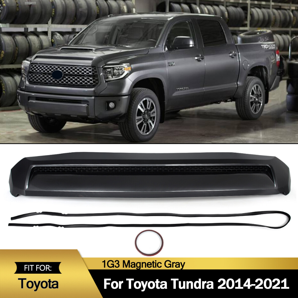 1G3 Magnetic Gray Front Hood Bulge Molding Grille Trim For 2014-21
