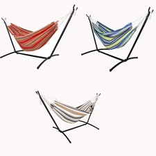 Multi-color Hammock with Stand for 2 person with Carrying Case Outdoor Patio Use