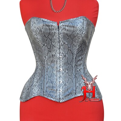 Heavy Duty Steel Boned Over Bust Waist Training Black Faux Corset