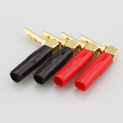 8pcs High-end Gold Plated 90 Degree Banana plug Screw Lock Connector Audio Wire - Picture 5 of 7