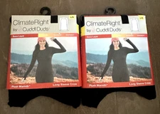 2 Climate Right Cuddl Duds Plush Warmth Base Long Sleeve Crew Black Womens Large