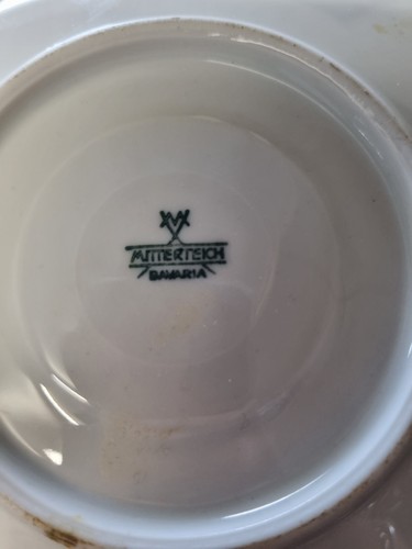 Tazza, piattino e piatto laterale vintage Mitterteich Bavaria con piedini dorati - Foto 9 di 9