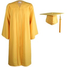Matte Graduation Gown Cap Tassel Set 2025 for High School and Bachelor Gold 5...