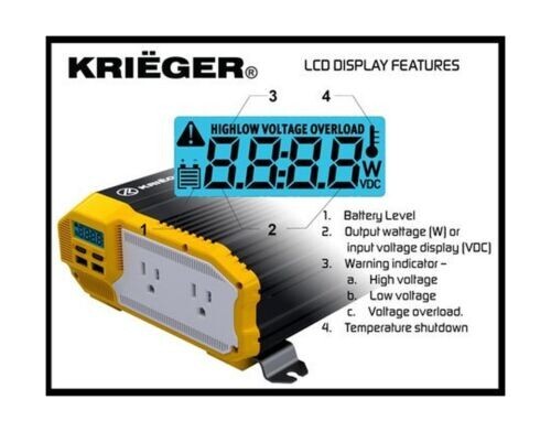 KRIGER 1100 Watt 12V Power Inverter Dual 110V AC Outlets, Car Inverter w/Install