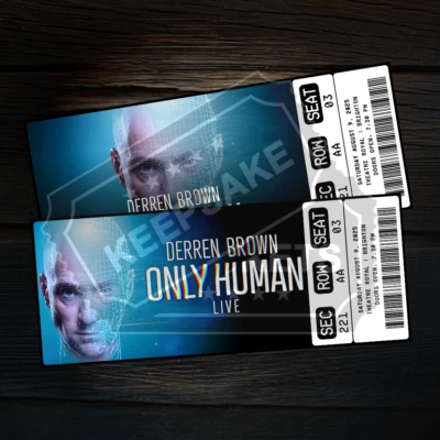 CUSTOM Derren Brown Only Human Live Tour Mock Ticket | Personalized Gift Reveal