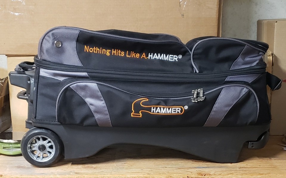 HAMMER 3 BALL BOWLING BAG WITH 5 INCH BALL BEARING WHEELS BLACK AND GRAY eBay