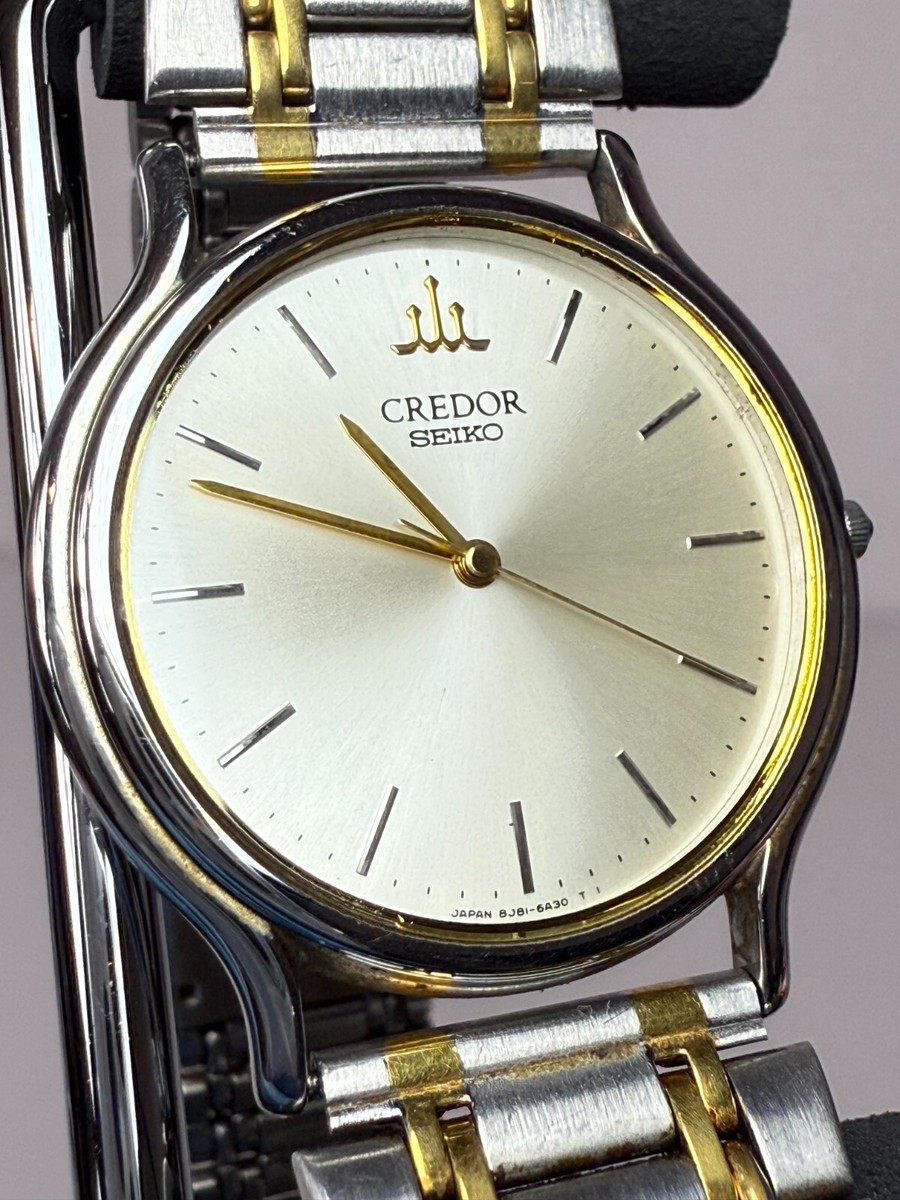Vintage Seiko Credor 8J81-6A30 Silver Gold Quartz 33mm Watch JAPAN