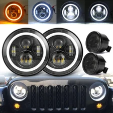 For Jeep Wrangler JK 2007-18 7" inch LED Headlights Turn Signal Lamps Combo Kit