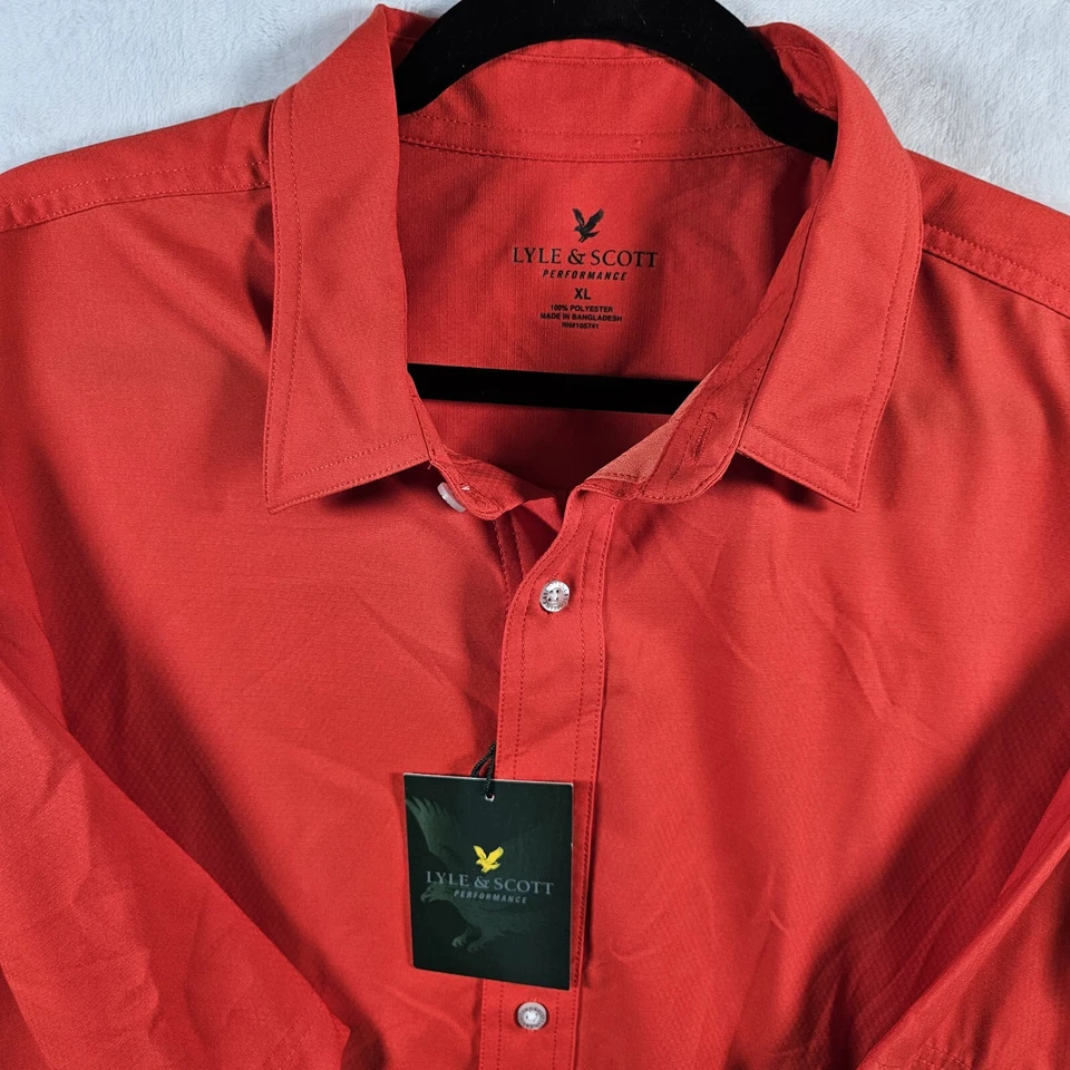 Lyle And Scott Performance Shirt Mens XL Red Short Sleeve Button Up  NWT Foto 2 de 4