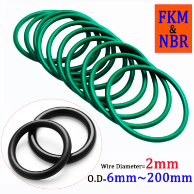 O-Ring Oil Resistant Seals NBR & FKM Rubber Gasket 2mm High Temperature and Wear