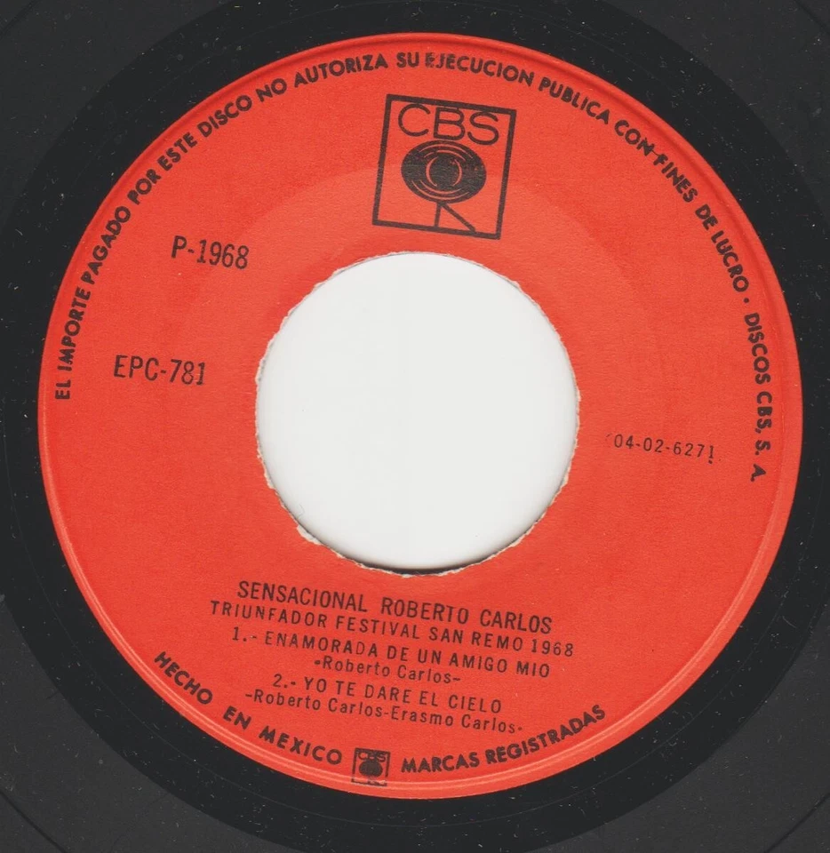 ROBERTO CARLOS MEXICAN EP 1968 TRIUNFADOR FESTIVAL SAN REMO 1968 - Image 3 of 4
