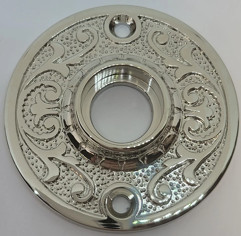 POMO ROSETA Redondo Patrón Floral Ornamentado Placa Puerta Pasaje Placa Trasera Retro Foto 4 de 4