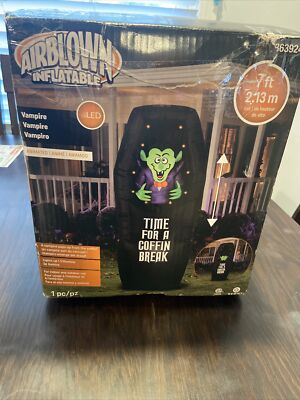 GRMMY HALLOWEEN INFLATABLE VAMPIRE ANIMATRONIC 7 FEET TIME FOR A COFFIN BREAK