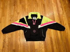VTG 80s/90s Tyrolia by Head Neon Ski Coat Mens L with Pockets Black