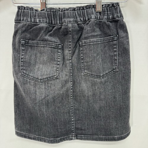 Cat & Jack Denim Skirt L 10/12 GirlsPaper Bag Waist Distressed Black Above Knee - Picture 3 of 10