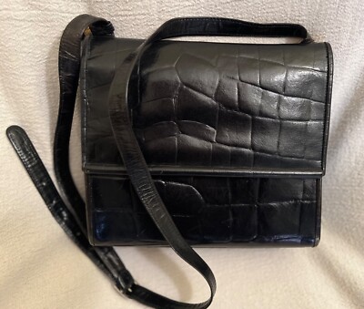 Beautiful Vintage Anne Klein for Calderon Black Leather Purse
