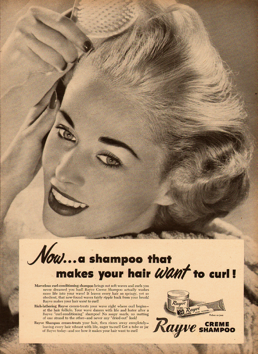 Rayve Shampoo 1951 vintage hair care AD, RAYVE Creme Shampoo gorgeous model free ...