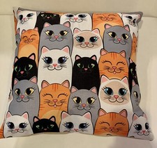 Decorative Throw Pillow 17x17 Cats Colorful Polyester Soft Couch Bed Decor CATS