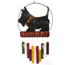 CUT GLASS WIND CHIME ANGUS SCOTTIE SCOTTY DOG SCOTTISH TERRIER GEBLUEG446