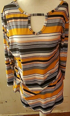 NWT Bobbie Brooks Size XL Multicolored Striped 3/4 Sleeve  Super Soft Tunic Top