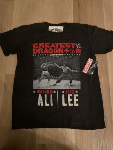 Roots Of Fight Muhammad Ali Vs Bruce Lee Greatest Dragon T shirt Large New