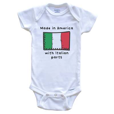 Made In America With Italian Parts Italy Flag One Piece Baby Bodysuit