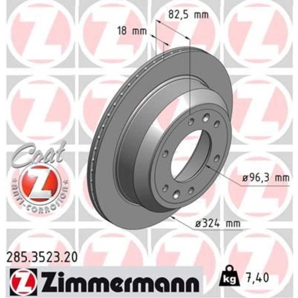 Zimmermann 2X Bremsscheibe Hinten Ø324 Mm InnenbelüFtet FüR Hyundai H-1 Travel-image