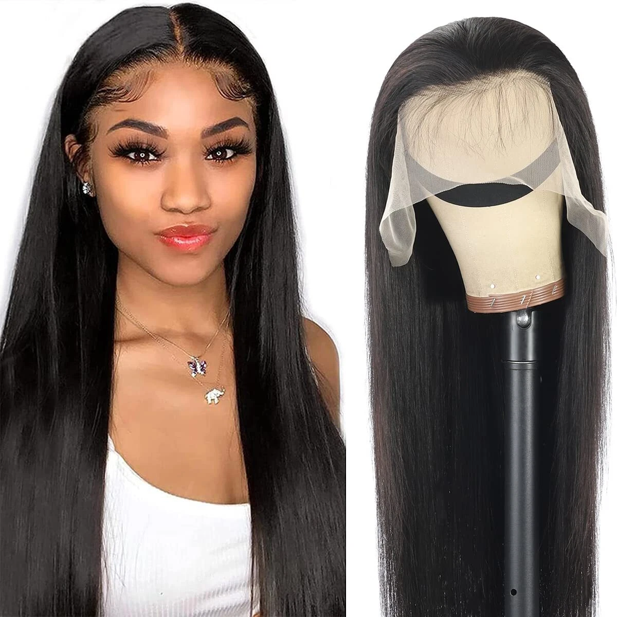 Straight Human Hair Lace Front Wig 13×4 HD Lace Frontal Wigs and 4*4 Lace  Wig