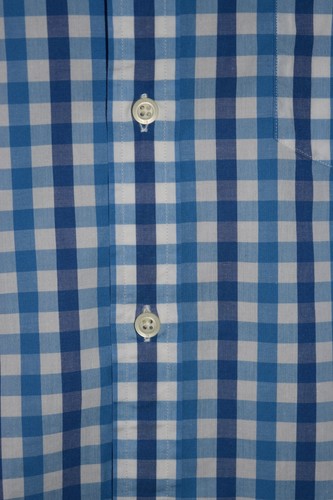 Banana Republic Shirt Mens Large Blue White Plaid Casual Button Up Short Sleeve - Picture 4 of 17