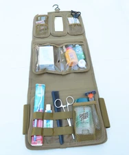 Military Molle Equipped Toiletry Bathroom Camping Travel Wash Kit Bag TAN