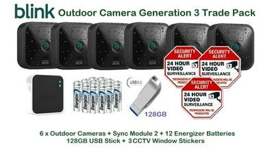 Blink Outdoor Generation 3 Trade Pack* - 6 Kamerasysteme, USB, 3 CCTV-Aufkleber