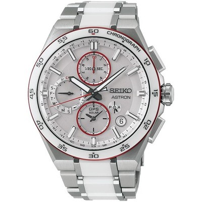 SEIKO ASTRON SBXC173 Analog Men's Watch White Silver Red Limited Model Solar