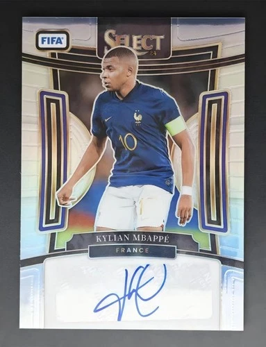 2023-24 Panini Select FIFA Kylian Mbappe Silver Prizm Signatures Auto #S-KM
