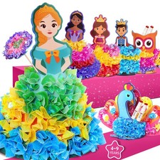 Kids Princess Poke Art Craft Kit 800 Fabric Pieces Foam 3D Figures Ages 4-9