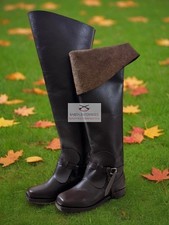 Vintage Style Musketeer Boots Knee High Fold Over Cuff - US SIZE 5 TO 15