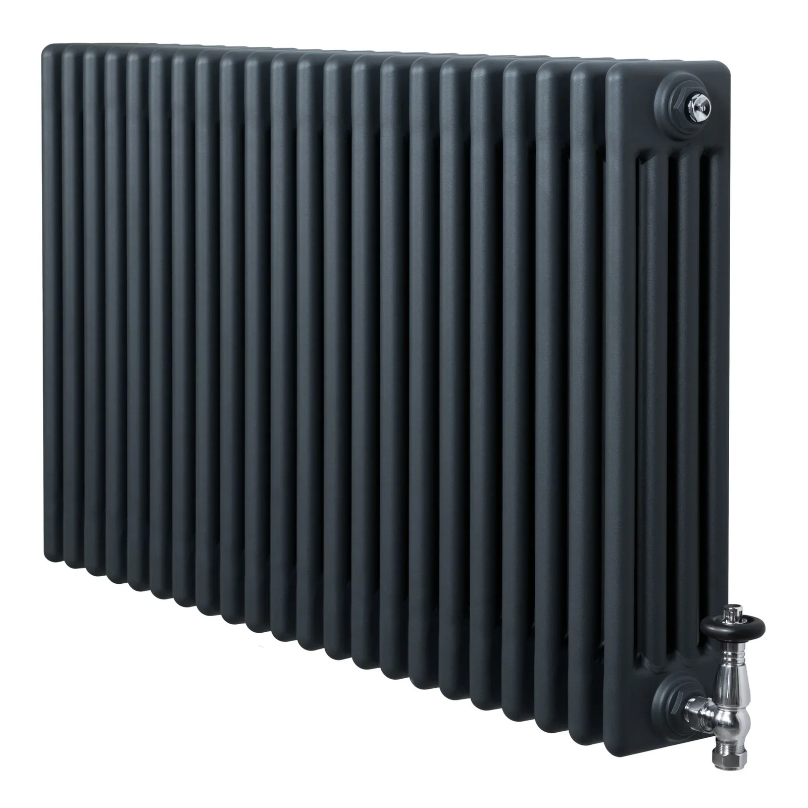 Traditional 4 Column Radiator 600mm x 1010mm & TRV Chrome Valves